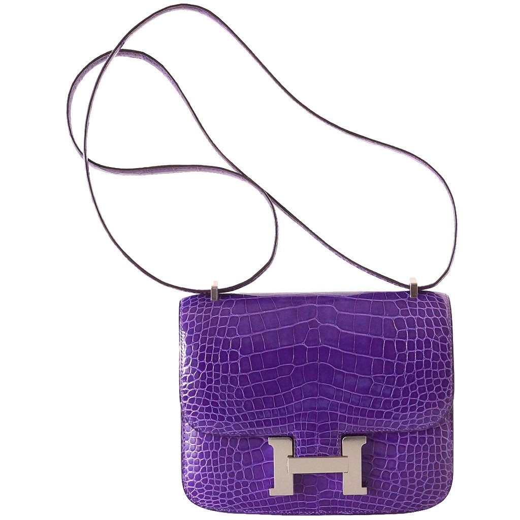 Hermès Constance Bag 18 cm Ultra Violet Alligator Palladium